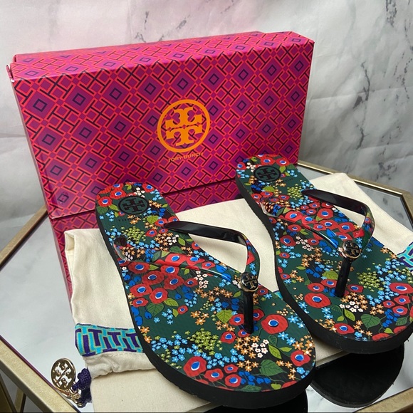 Tory Burch Darling Floral Thin Flip Flops - Picture 2 of 8